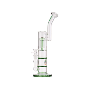 16.5" Glass Bong with Bent Neck and Percolators - Green