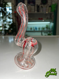 5" Glass Water Bubbler - Red & White