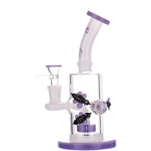 8.5" Soul Glass 2-in-1 Bong & Dab Rig - Milky Purple Bee
