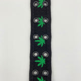 Canvas Fabric Belt - Black with Cannabis Leaves