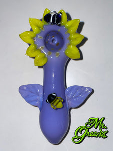 5" Glass Pipe - Purple with Bees