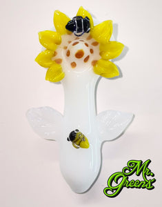 5" Glass Pipe - White with Bees